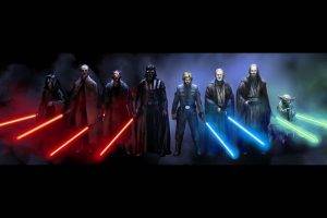 Yoda, Obi Wan Kenobi, Luke Skywalker, Qui Gon Jinn, Darth Vader, Darth Maul, Darth Sidious, Count Dooku, Star Wars