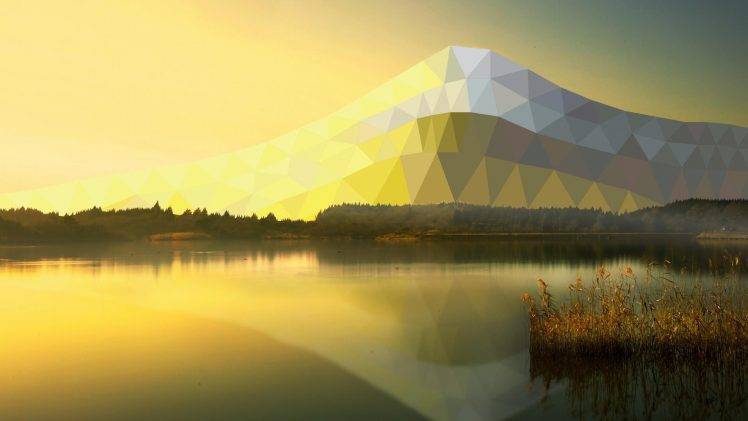 landscape, Lake, Sunlight, Low Poly, Mountain HD Wallpaper Desktop Background