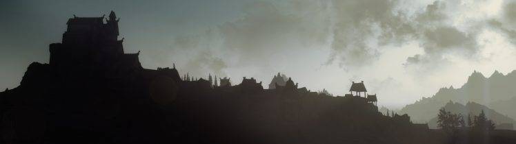 landscape, Multiple Display, The Elder Scrolls V: Skyrim, Whiterun HD Wallpaper Desktop Background