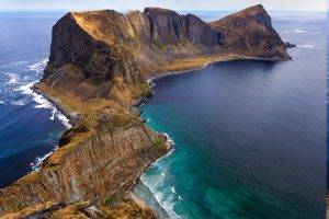 peninsulas, Island, Norway, Sea, Beach, Cliff, Summer, Nature, Landscape