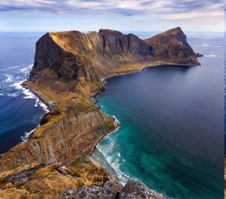 peninsulas, Island, Norway, Sea, Beach, Cliff, Summer, Nature, Landscape HD Wallpaper Desktop Background