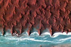 Namibia, Desert, Coast, Sea, Aerial View, Beach, Africa, Red, Water, Nature, Landscape