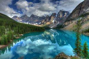 nature, HDR, Landscape, Lake, Reflection, Mountain, Trees