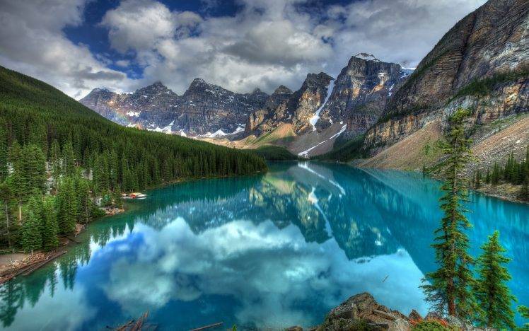 nature, HDR, Landscape, Lake, Reflection, Mountain, Trees HD Wallpaper Desktop Background