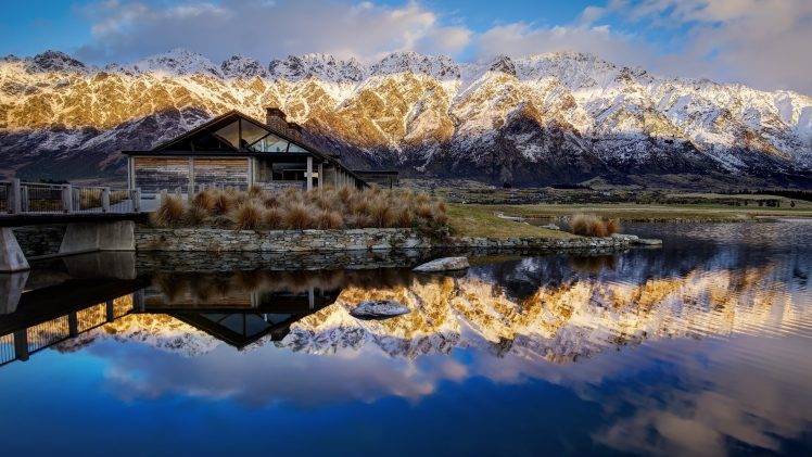 nature, HDR, Landscape, Lake, Sunset, Mountain, Reflection HD Wallpaper Desktop Background