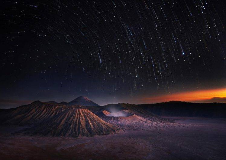 Weerapong Chaipuck, Long Exposure, Stars, Sky, Landscape, Nature, Volcano, Mountain HD Wallpaper Desktop Background