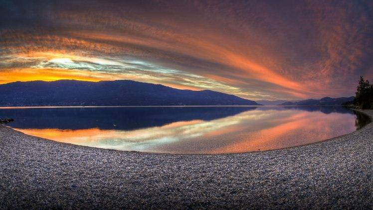 nature, Landscape, Lake, Sunset, Fisheye Lens HD Wallpaper Desktop Background