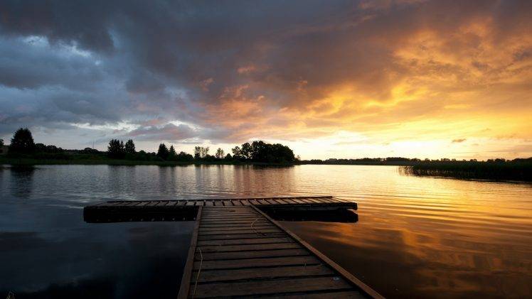 nature, HDR, Sunset, Lake, Landscape HD Wallpaper Desktop Background