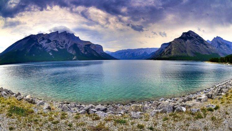 nature, Lake, Landscape, Mountain, Lake Minnewaka, Canada HD Wallpaper Desktop Background