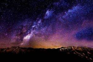 stars, Night, Landscape, Starry Night, Mountain, Long Exposure, Galaxy, Shooting Stars, Comet