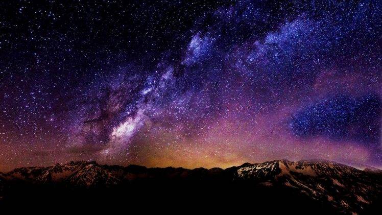 stars, Night, Landscape, Starry Night, Mountain, Long Exposure, Galaxy, Shooting Stars, Comet HD Wallpaper Desktop Background