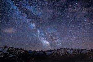 stars, Night, Landscape, Starry Night, Mountain, Long Exposure, Galaxy