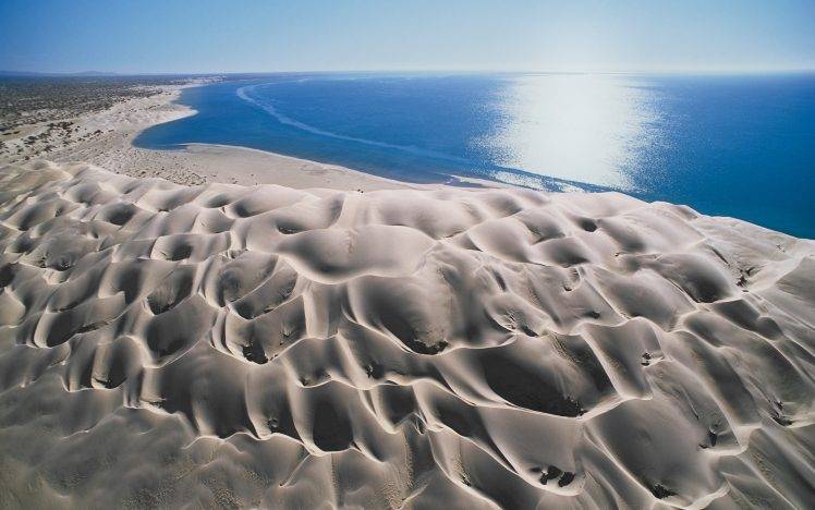 landscape, Beach, Nature, Dune, Sea, Sand, Baja California, Wind, Erosion, Water, Blue, Mexico HD Wallpaper Desktop Background