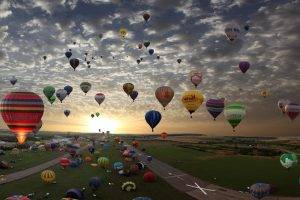 hot Air Balloons, Landscape, Clouds
