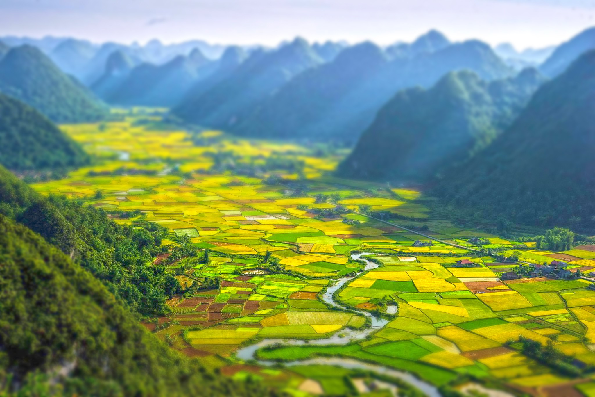 landscape, Nature, Africa, Tilt Shift, Field, River, Hill, Rwanda Wallpaper