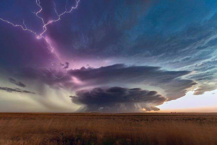 nature, Landscape, Storm, Plains, Lightning, Clouds, Overcast, South Dakota HD Wallpaper Desktop Background