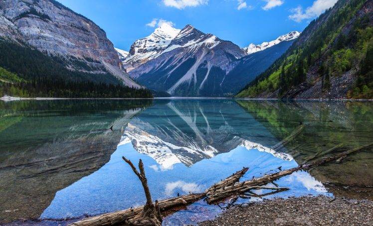 nature, Landscape, Lake, Mountain, British Columbia, Canada, Forest, Reflection, Water, Snowy Peak, Spring HD Wallpaper Desktop Background
