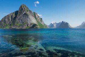 nature, Landscape, Mountain, Island, Lofoten, Norway, Summer, Water