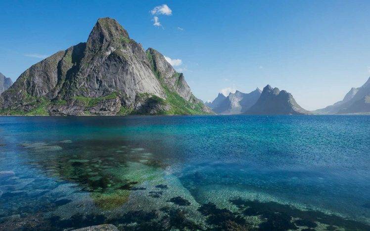 nature, Landscape, Mountain, Island, Lofoten, Norway, Summer, Water HD Wallpaper Desktop Background