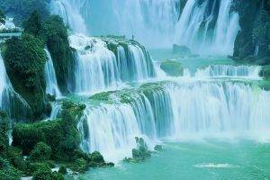 nature, Landscape, Waterfall, Shrubs, Huge, Green, China