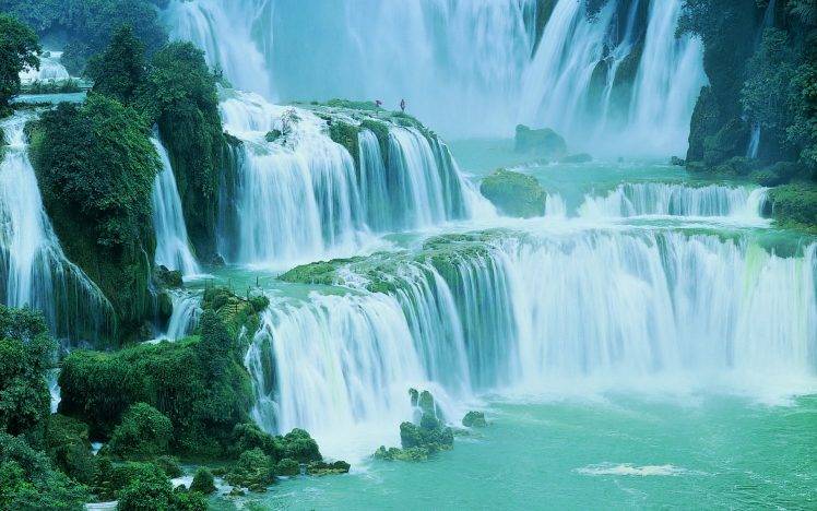 nature, Landscape, Waterfall, Shrubs, Huge, Green, China HD Wallpaper Desktop Background