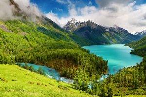 forest, Mountain, Trees, Water, Lake, Landscape, Nature