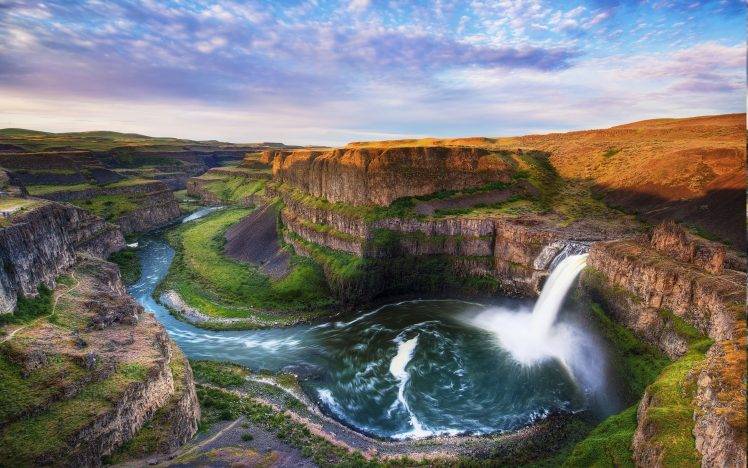 nature, Landscape, Mountain, Waterfall, Palouse Falls, River, Washington State, Canyon HD Wallpaper Desktop Background