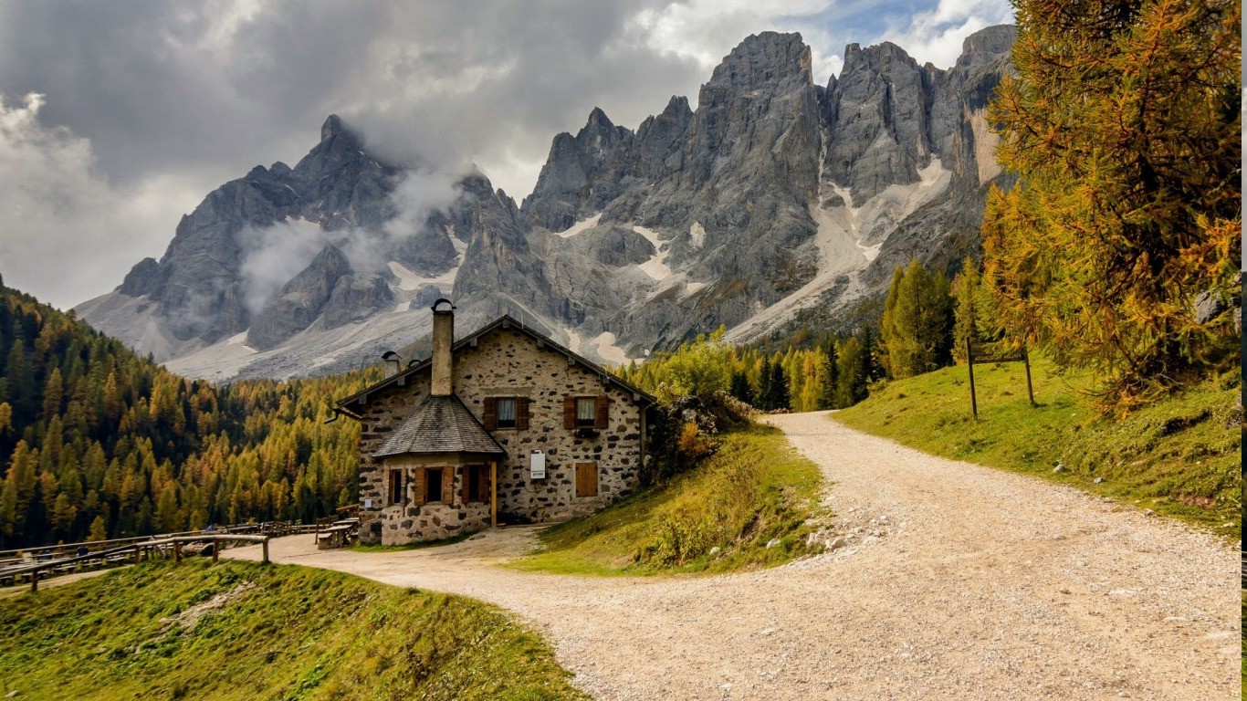 house, Mountain, Landscape Wallpaper