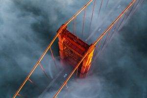 mist, Landscape, Nature, Bridge, Aerial View, Golden Gate Bridge, Morning, Architecture, Sunrise, San Francisco