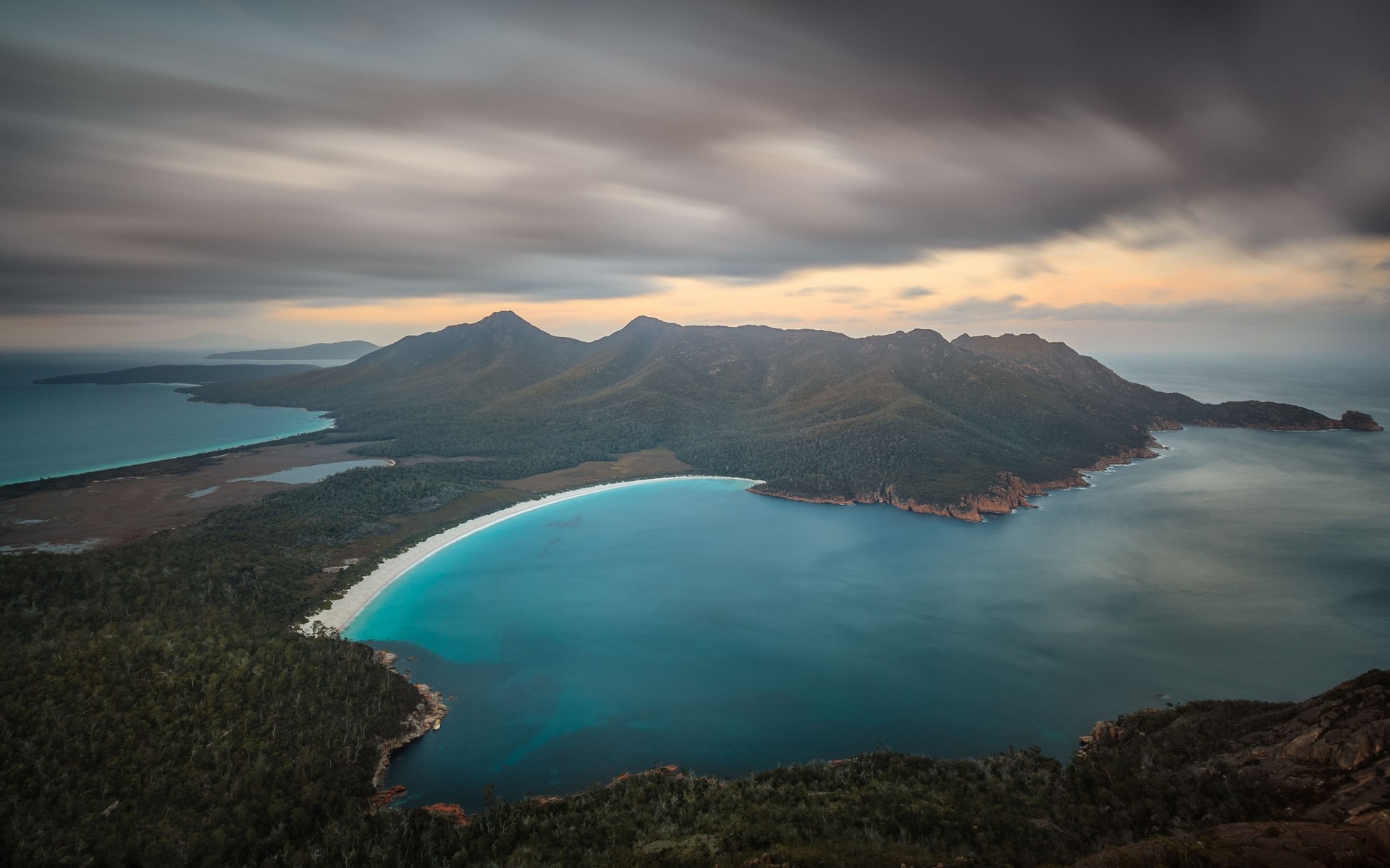 landscape, Nature, Wine Glass Bay, Beach, Mountain, Sea, Clouds, Tasmania, Forest, Australia Wallpaper