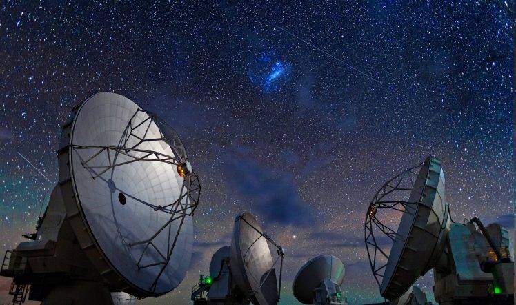ALMA Observatory, Chile, Space, Starry Night, Atacama Desert, Technology, Galaxy, Landscape HD Wallpaper Desktop Background