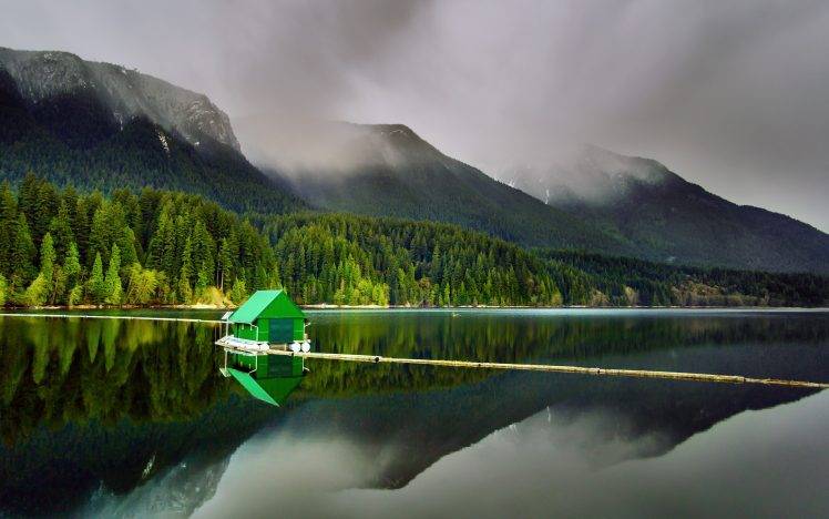 nature, Landscape, Reflection, Lake, Floating, Mountain, Forest, Summer, Water, Clouds HD Wallpaper Desktop Background