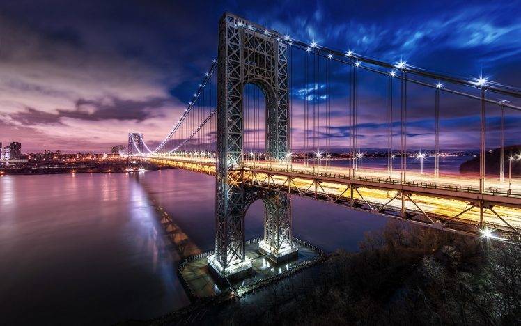 nature, Landscape, Mist, Bridge, Lights, New York City, Technology, Night,  River Wallpapers HD / Desktop and Mobile Backgrounds