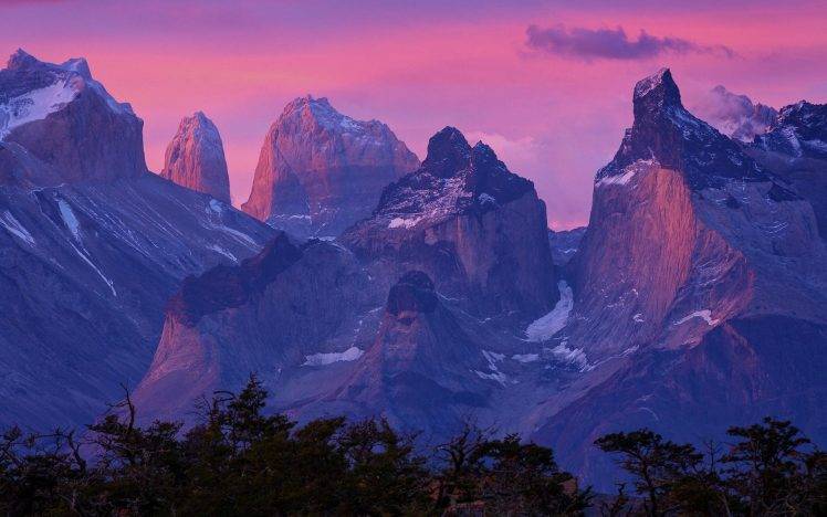 nature, Landscape, Patagonia, Sunrise, Mountain, Torres Del Paine, Chile, Forest HD Wallpaper Desktop Background