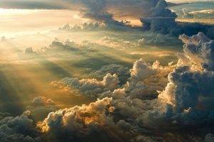 mist, Nature, Landscape, Clouds, Sun Rays, Sunset, Sunlight, Aerial View, Divinity
