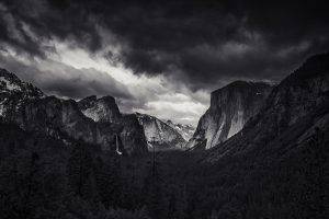landscape, Nature, Monochrome, Mountain, Forest, Yosemite Valley, Yosemite National Park, El Capitan
