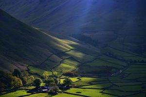 sun Rays, Farm, Mountain, Landscape, Nature