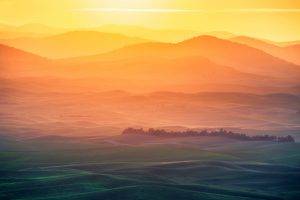 nature, Landscape, Hill, Mist, Sunrise, Palouse, Colorful, Washington State