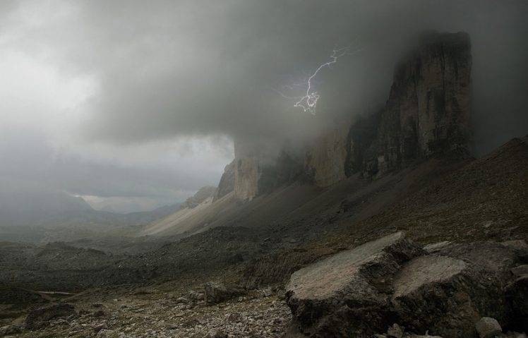nature, Landscape, Lightning, Storm, Mountain, Clouds, Alps HD Wallpaper Desktop Background