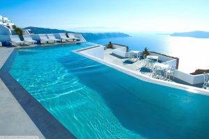 hotels, Luxury, Water, Santorini, Chair, Mountain, Landscape, Swimming Pool, Photography