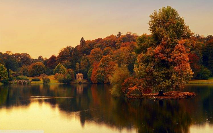 England, Nature, Landscape, Trees, Water, River, House, Bridge, Sunset HD Wallpaper Desktop Background