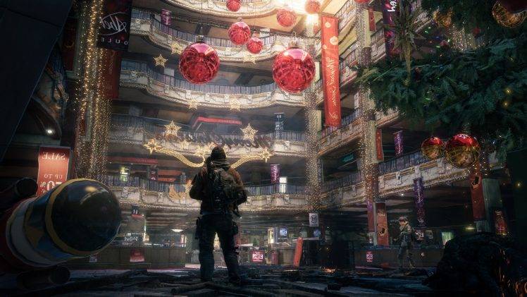 video Games, Christmas, Christmas Tree, Christmas Lights, Tom Clancy’s The Division, Apocalyptic HD Wallpaper Desktop Background