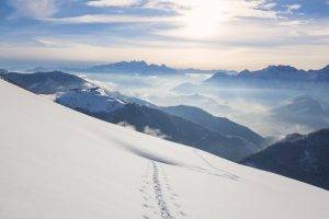 sky, Snow, Mountain, Windows 10, Mist, Landscape, Nature, Bright, Salzburg, Austria
