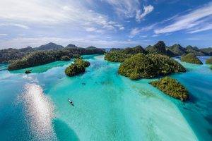 nature, Landscape, Indonesia, Island, Sea, Tropical, Clouds, Aerial View, Summer, Beach, Turquoise, Water