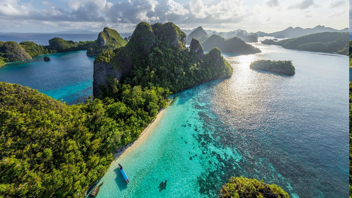 nature, Landscape, Beach, Clouds, Island, Sea, Rock, Limestone, Tropical, Indonesia, Forest, Water, Aerial View Wallpaper