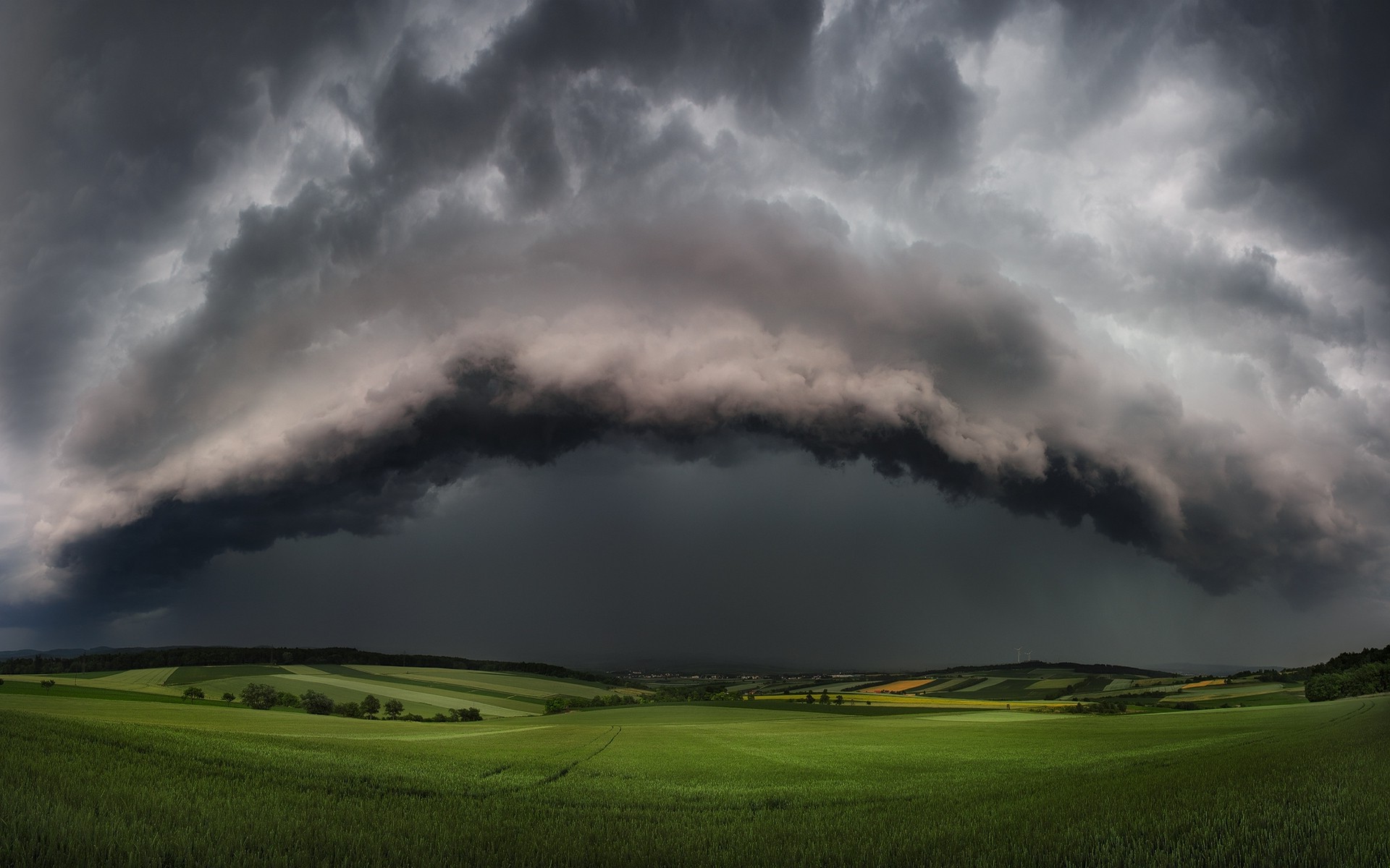 nature, Landscape, Supercell, Storm, Clouds, Field, Hill, Thunder
