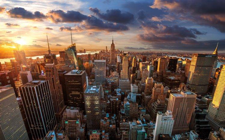 landscape, Cityscape, Building, Sunset, USA, New York City HD Wallpaper Desktop Background