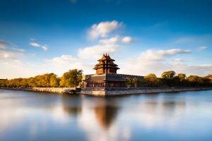 temple, Beijing, River, Landscape, Sky, Shadow, Reflection, Long Exposure, Calm, Water, Architecture, Asian Architecture