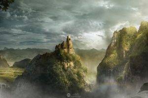 mountain, City, Clouds, Photography, Temple, Fall, Edited, Landscape