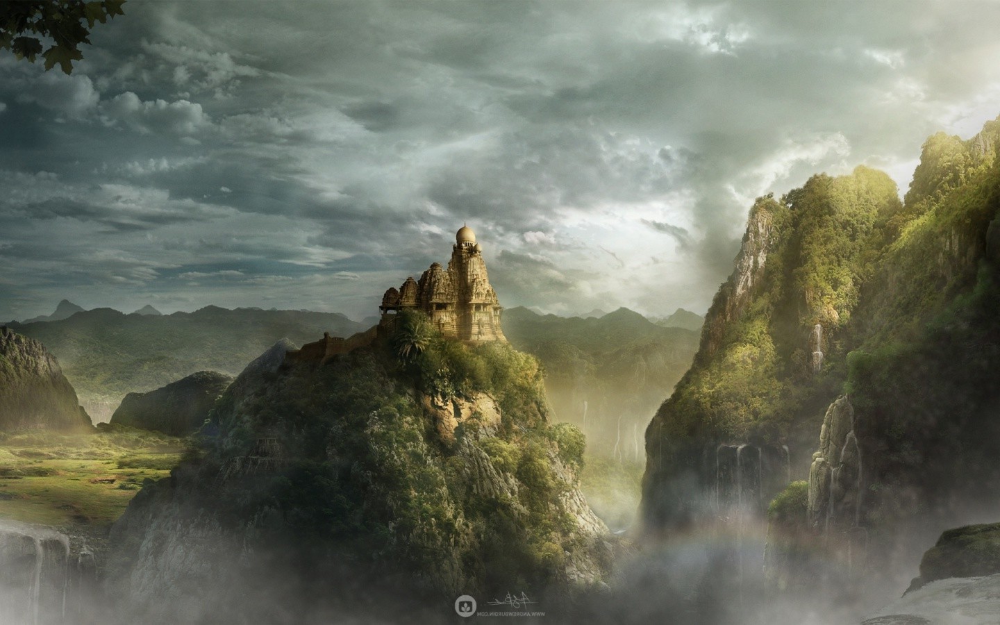 mountain, City, Clouds, Photography, Temple, Fall, Edited, Landscape Wallpaper